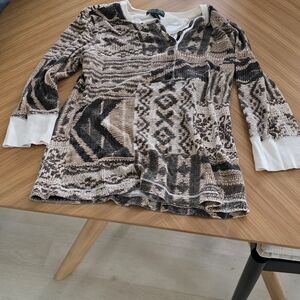 Ralph Lauren Brown and Cream Patterned Top